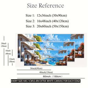 TEMU 2D 플랫, 2D 플랫, 마이코노스에 위치한 아름다운 바다 뷰, 화이트 아키텍처, 그리고 가정 및 사무실 장식을 위한 프레임리스 아트 포스터가 특징인 넉넉한 카페, 거실에 적합