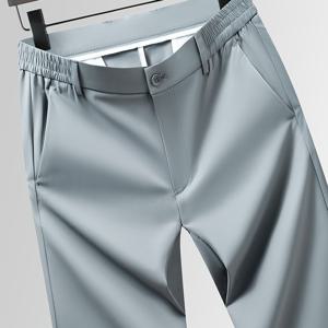 TEMU 탄력 있는 허리 시리즈 & 편안한 비제약 허리 여름 남성 레그 팬츠 비즈니스 캐주얼 바지 남성 3K5240139064