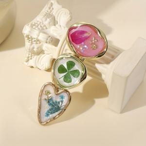 TEMU 싱글 드라이 플라워 헤어 클립 - 컬러 블록 꽃무늬 레진 리본핀, 여성용 귀여운 헤어 액세서리 12세 이상, 발렌타인데이 선물, 한국 & 일본 스타일