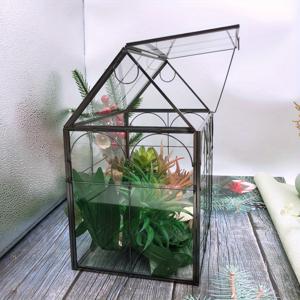 TEMU 핸드메이드 기하학적 불규칙 유리 테라리움 하우스 - 8.66x5.91x10.04인치 다용도 유리 화병 (다육식물, 공기 식물, 허브 및 파충류 서식지), 실내외 장식 생태계 용기, DIY 공예 재료