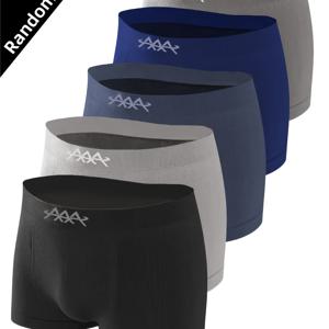 TEMU 1/5/7 랜덤 발송 레터 밴드 남성용 시스루 무봉제 팬티, 편안하고 통기성 좋은 박서 브리프