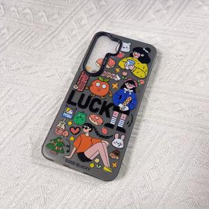 TEMU 휴대폰 케이스 - 삼성 갤럭시 S25, S24, S23, S22, S21, S20 FE Ultra Plus 4G 5G용 충격 방지 무광택 후면 커버, 행운의 소녀 디자인