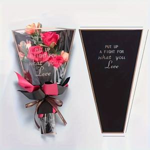 TEMU 10/30개 꿈꾸는 나비 테마 플라스틱 꽃 포장백, 액세서리 미포함 — 우아한 화이트, 레드, 블랙 부케 슬리브, 어버이날, 발렌타인데이, 파티 선물 포장용