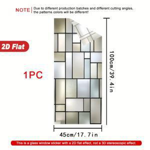 TEMU 2D 평면, 1개 기하학적 타일 블랙 테두리 PVC 스태틱 프라이버시 데코 스티커, 접착제 필요 없는 내열성 탈부착형 창문 & 욕실 문 장식용, 아트 디자인, 내구성 있는 소재 (45×100cm), 2D 플랫