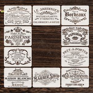 TEMU 10개 세트 빈티지 영국 시리즈 재사용 가능 플라스틱 스텐실, DIY 스프레이 페인팅, 누수 프린팅 & 아트를 위한 우아한 장식 디자인, 창의적인 프로젝트에 완벽