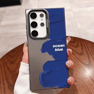 TEMU 휴대폰 케이스 - 블루 안료 패턴 디자인, 삼성 갤럭시 S25ULTRA, S24PLUS, S23FE, S21PRO, S22, S20+, A03S, A05S, A14, A31, A53, A34, A10, A04E, M04, A33, A35, A55, A72, A71, A70, A22, A16, A06, A20S에 적합