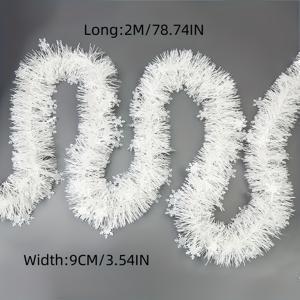 TEMU 400CM (2개입) 크리스마스 장식 메탈릭 포일 화환, 흰색 눈꽃 미세 와이어 꼬임 화환, 크리스마스 트리 웨딩 축하 천장 장식에 적합