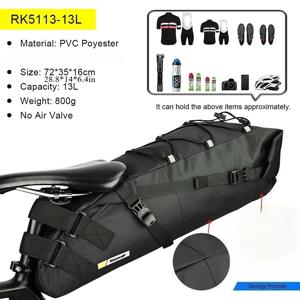 TEMU Rhinowalk 10L-13L 대용량 접이식 자전거 안장 가방 - 조절 가능한 스트랩, 반사 블랙 사이클링 테일 백, 내구성 있는 경량 디자인, 필수품 보관용, 산악자전거 액세서리, 슬림한 자전거 액세서리, 튼튼한 구조, 자전거 랙, 자전거 액세서리