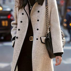 TEMU 여성을 위한 스타일리시하고 캐주얼한 미디 길이 코트. 따뜻하고 직장에 적합한 더블 브레스트 디자인.