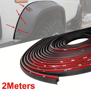 TEMU 2m/7ft 펜더 플레어 고무 씰, 펜더 플레어 엣지 트림, 자동차 및 트럭 휠웰용 T형 범용 고무 개스킷, 자동차용 등급 접착 테이프로 접착