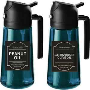 TEMU 16oz/470ml 블루 유리 올리브 오일 스프레이어 - 주방용품, 에어프라이어, 샐러드, 바비큐용 올리브 오일 디스펜서 - 네이비