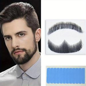 TEMU 실감나는 손으로 완성된 성인용 고이티 및 콧수염, 할로윈, 엔터테인먼트 및 영화 메이크업을 위한 보이지 않는 레이스 특징. 블랙 및 레드 브라운 색상으로 제공.