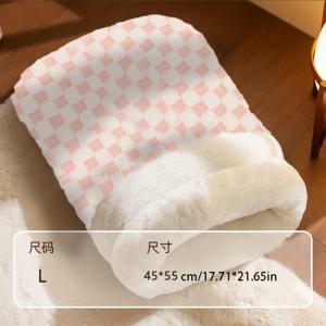 TEMU 대형 플러시 고양이 동굴 침대, 360° 전체 커버로 따뜻함 제공, 사계절 사용 가능, 최대 7kg 고양이를 위한 침낭 디자인