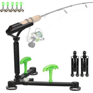 TEMU 아이스 낚시대 홀더, 조절 가능한 지면 낚시대 스탠드, 1/2 아이스 낚시대 홀더, 낚시벨 및 앵커가 포함된 아이스 낚시대 홀더, 휴대용 접이식 아이스 낚시대 홀더 – 조절 가능한 각도 낚시대 스탠드, 바이트 알람 장착, 배스/송어 앵커에 적합