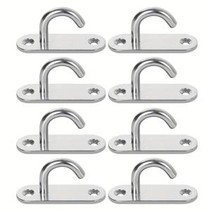TEMU 튼튼한 천장 후크 8개 세트 - 5.99 Cm 패드 아이 플레이트 U 후크, 마운팅용 루프 나사 포함 필수 해양 하드웨어, J M6 패드 아이가 특징인 M6 타원형 오픈 후크