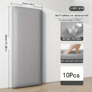 TEMU 10개입 두꺼운 (12mm) 3D 접착식 소프트 PVC 벽 패널 - 붙였다 떼는 벽지 스타일 침대 옆 보호대, 바닥 및 벽 장식용 - 간편 설치, 접착제 불필요, 모던 , 스칸디나비아, 인더스트리얼 스타일에 적합