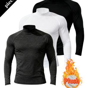 TEMU 3개 남성용 스포츠 컴프레션 긴팔, 하이넥 타이트 속건성 통기성 피트니스 셔츠, 스포츠 피트니스 및 데일리 웨어에 적합, 사계절 스타일, 컴프레션 셔츠 긴팔, 남성용 긴팔 컴프레션