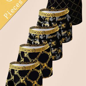 TEMU 남성용 복서 브리프 5팩 - 고탄력 통기성 속옷, 활동적인 라이프스타일에 적합, 부드러운 소재와 고급스러운 편안함 & 세련된 복서 브리프 스타일, 멀티팩 할인, 캐주얼 & 데일리 웨어 (비-)