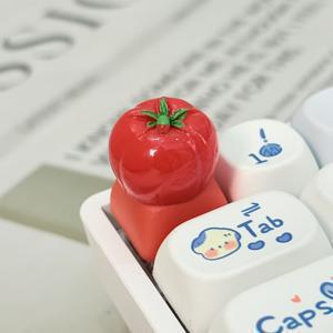 TEMU 맛있고 유혹적인 토마토 키캡, 수제 창의적인 키캡 디자인, 크로스 축 키보드 키캡, 수제 DIY 특별 선물 - 매번 누를 때마다 음식에 대한 갈망과 스트레스 해소