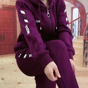 TEMU 캐주얼 스포츠 후드 중년 어머니 팀 스퀘어 댄스 유니폼 벨벳 및 두꺼운 두피 세트