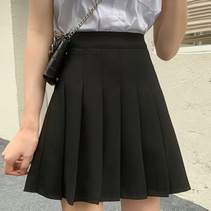 TEMU 여성용 블랙 단색 플리츠 스커트, 봄/여름 하이웨이스트 A라인 숏 스커트, 시스루 방지 안감이 있는 패셔너블한 플리츠 스커트, 우아한 숏 스커트