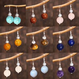 TEMU 9쌍 수제 천연석 귀걸이 | 호안석 비즈 귀걸이, 장미 귀걸이, 청금석 귀걸이, 스타일 차크라 요가 연습, 결혼 약혼 파티 주얼리 선물