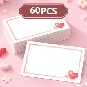 TEMU 심플한 하트 모양 빈 카드 60장, 포켓 카드, 결혼식, 생일, 기념일, 휴일, 선물 태그, 메모 카드, 메시지 카드, 지갑 카드, 명함, 화이트 인사말 카드, 선생님 선물용