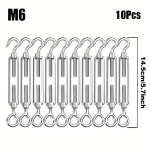 TEMU 헤비듀티 스파이럴 턴버클 아이, M5 M6 M8 스테인리스 스틸 스파이럴 턴버클, 4개 ~ 10개 스파이럴 턴버클 텐션 아이, 케이블 스파이럴 턴버클, 케이블 텐셔너, 도어 케이블 스파이럴 턴버클, 차양 세일 스파이럴 턴버클