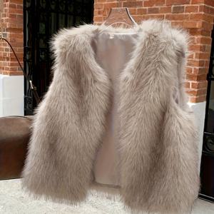 TEMU 여성을 위한 우아하고 스타일리시한 인조 조끼 재킷 - 부드러운 베이지색 가을/겨울 코트, 캐주얼 및 포멀 의상 모두에 레이어링에 완벽, 포멀한 의상 액센트와 부드러운 질감으로 장식