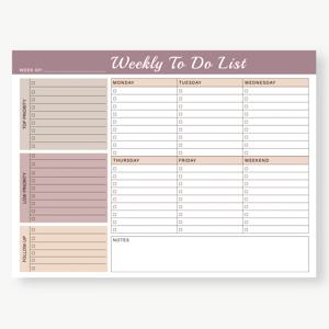 TEMU 1개 A4 사이즈 주간 플래너, 가로 레이아웃의 25매 포함, 일일 업무 목록, 우선순위 관리, 메모 공간이 포함된 소프트커버 오간라이저로 디자인됨, 사무실, 학문적, 개인 목적에 적합