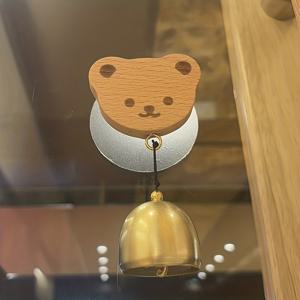 TEMU 1개, 귀여운 곰돌이 문종, 나무 재질, 귀여운 만화 곰돌이 문종, 냉장고, 침실, 상점에 적합, 또는 누구에게나 선물용으로 완벽, 집 또는 마당 입구에 적합