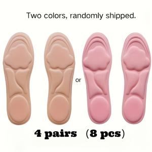 TEMU 4켤레 (8개) 남녀공용 6D 필 인솔, 두꺼운 부드러운 통기성 인체공학적 디자인, 하이힐/스니커즈/캐주얼 신발용, 편안한 충격 흡수 및 지지력