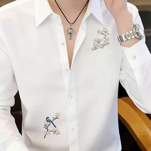 TEMU 남성용 100% 폴리에스터 다용도 프린트 멀티컬러 긴팔 셔츠