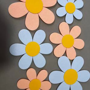 TEMU 6개 세트 데이지 펠트 벽 패널 및 게시판 - 3가지 사이즈 핑크 & 화이트, 방 장식, 포스터, 사진, 메모용 음향 펠트 보드, 프레임리스 벽걸이 장식