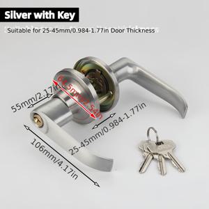 TEMU 알루미늄 합금 3봉합봉 수납형 도어락 1개입, 3개의 열쇠가 포함된 손잡이, 내구성 있는 실내 도난 방지 침실용 자물쇠, 실내 침실/욕실문/방 목재문/실외 거실 등용 범용 가정용 도어락