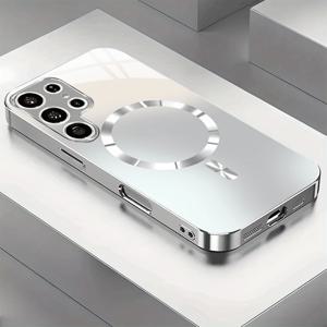 TEMU 휴대폰 케이스 - 세련되고 미래지향적인 미러 휴대폰 케이스. 고급 곡선형 전기 도금 은색 강화 유리 소재로 제작되었으며, S25, S24, S24FE, S24Plus, S24Ultra, S23, S23FE, S23+, S23Ultra, S22, S22+, S22Ultra, S21, S21+ 등 삼성 갤럭시 모델에 적합합니다.