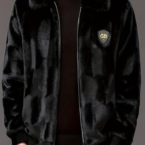 TEMU 패셔너블한 라펠 하이엔드 라이트 럭셔리 미끌미끌 양털 두꺼운 따뜻한 격자 코트 남성용