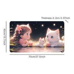 TEMU 귀여운 애완동물 패턴, 두꺼운 천연 고무, 미끄럼 방지 테이블 매트, 컴퓨터 키보드 마우스패드, 게이밍 마우스패드, 남자친구 선물용, 동물 캐릭터 캣 패턴 마우스패드