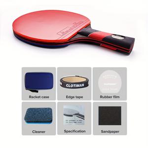 TEMU 탁구 라켓, 핌플이 있는 고무, 끈적이는 표면, 수평 그립과 그립, 긴/짧은 손잡이 두꺼운 블레이드 라켓