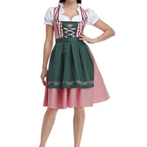 TEMU 체크무늬 원단으로 제작된 여성용 드레스, 뒷면 타이 스타일로 코스프레룩의 민속 스타일로 , 할로윈 메이드 코스튬으로도 좋습니다.