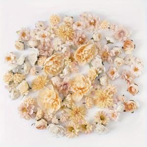 TEMU 프로젝트용 인조 장미 머리 42개 세트, 케이크 장식, 화환, 결혼식 및 홈 데코에 적합