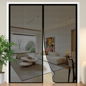 TEMU 여름철을 위한 초대형 블랙 유리 섬유 모기장 도어 커튼. 침실, 주방, 거실, 식당 및 발코니에서 가정용으로 적합합니다. 통기성 좋은 메시 도어 커튼은 곤충을 차단하고 자석 소프트 기능을 갖추고 있습니다.