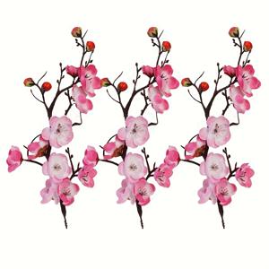 TEMU 3개 세트 우아한 플로라 리얼리스틱 인공 매화꽃 - 중국풍 패브릭 포르시티아, 실내/야외 장식용, 홈, 정원, 테이블 센터피스, 설날 장식, 관리 불필요 (화분 미포함)