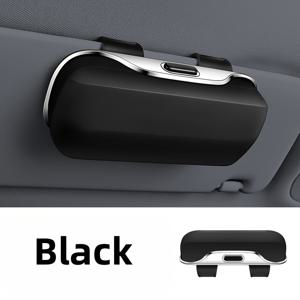 TEMU 휴대용 차량용 안경 케이스, 차량 운전 안경 홀더, 햇빛 가리개 안경 상자, 블랙 색상