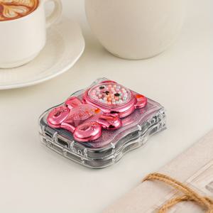 TEMU 폰케이스: 반짝이는 그라데이션 카드스톡 트렌디한 컬러풀 베어 디자인 럭셔리 코팅 폰케이스, 귀여운 베어형 스탠드, 초강력 충격 방지, 정밀 커트아웃, 럭셔리 렌즈 접이식 폰케이스, 갤럭시 Z 플립3 5G, 갤럭시 Z 플립4 5G, 갤럭시 Z 플립5 5G, 갤럭시 Z 플립6 5G 호환