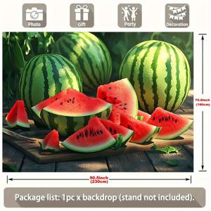 TEMU 1개 주스 파티 배너 - 집, 방 및 벽 장식용 화려한 폴리에스터 백드롭, 파티, 선물 및 여름 축하 행사에 완벽한 사진 소품, 수박 테마 아이템