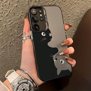 TEMU 귀여운 새끼 고양이 모바일 폰 케이스, 갤럭시 S25 S24 S23 S22 S21 S20 FE 울트라 플러스 4G 23G 방탄 프로스트 백 커버