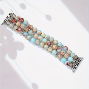 TEMU 쇼산 스톤 애플워치 스트랩 40mm/38mm/41mm 시리즈 SE 시리즈 6/5/4 패션 귀여운 핸드메이드 비즈 탄성 밴드 iWatch 스트랩 시리즈 3/2/1 교체용 남녀공용