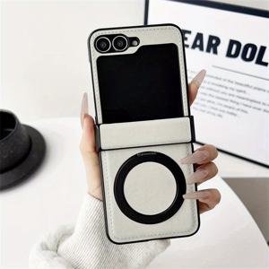 TEMU 휴대폰 케이스 - 삼성 Z Flip 6 호환 케이스, 접이식 스크린, 마그네틱 링, 회전 스탠드, Z Flip 5, 4, 3용 완전 보호 커버