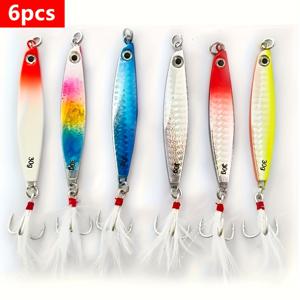 TEMU 6개/7개 낚시 미끼 세트, 스피너 하드 베이트 인공미끼 플로팅 루어 연어 송어용 트리플 훅 포함